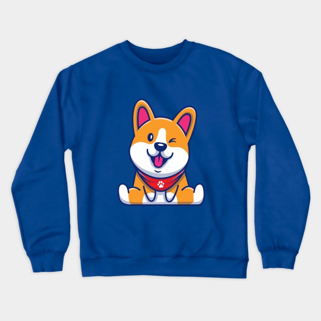 Cute Corgi Sitting Cartoon (2) Crewneck Sweatshirt by Catalyst Labs